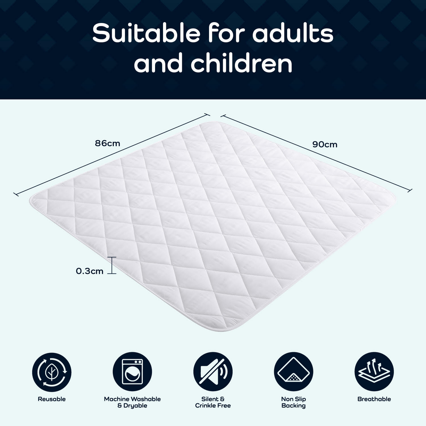 GuardedSleep Reusable Bed Pad, Medium – (SKU: AHW004)