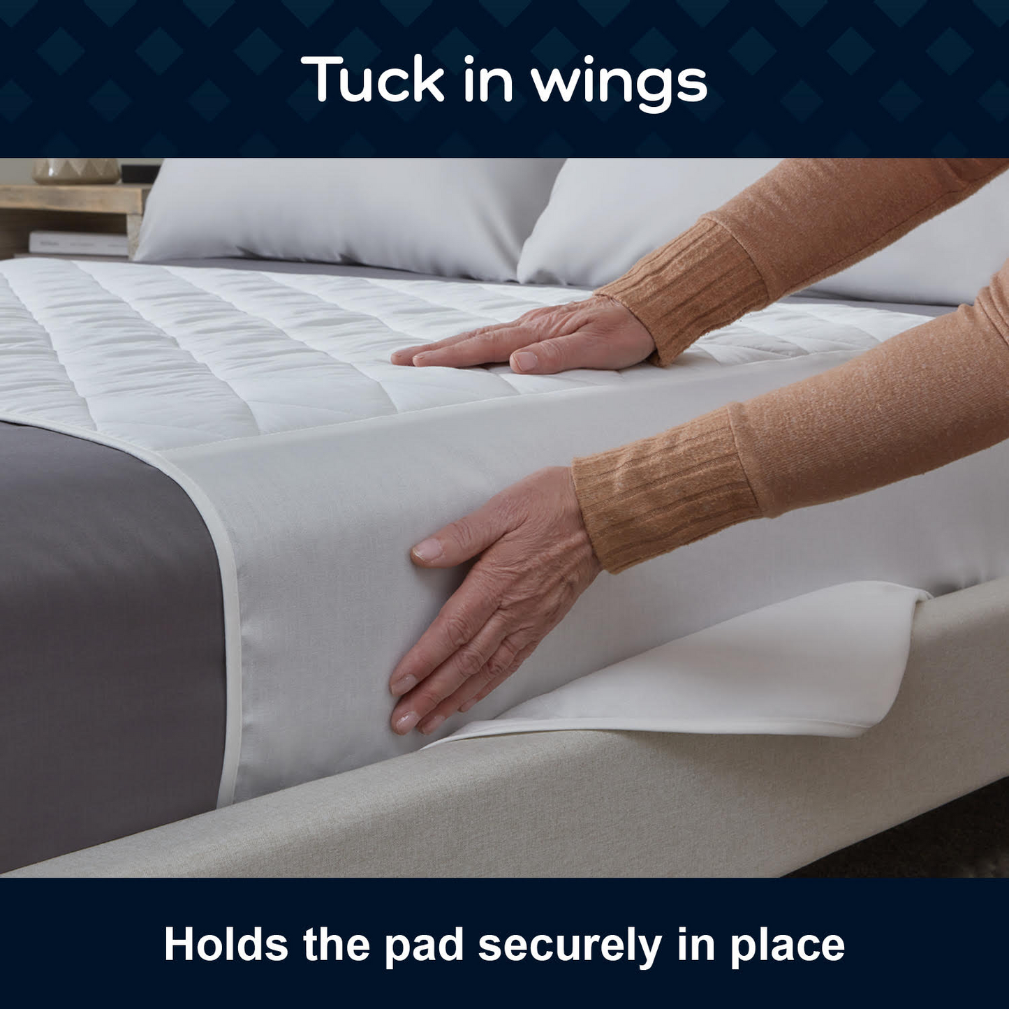 GuardedSleep Reusable Bed Pad w/Wings, Medium – (SKU: AHW006)