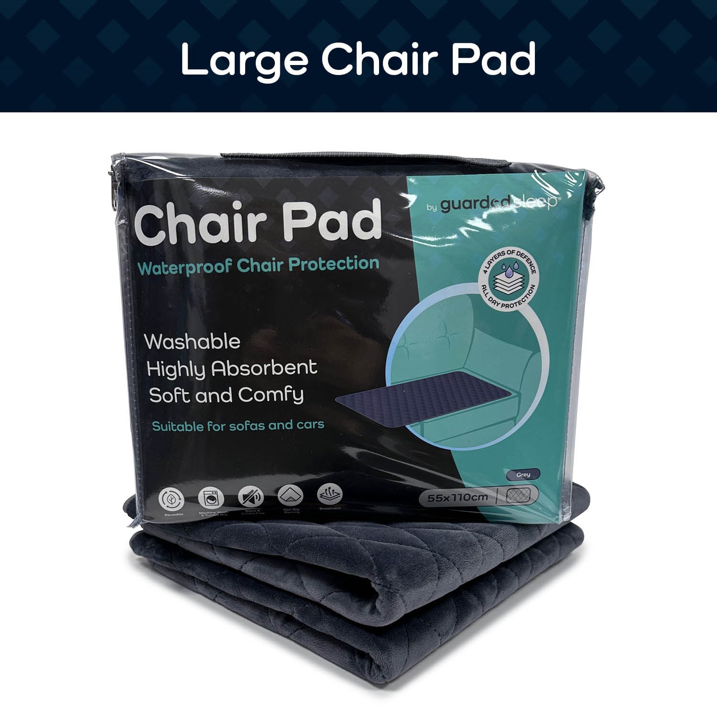 GuardedSleep Reusable Chair Pad 110 x 55 cm – (SKU: AHW010)